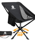 Lightweight Portable Folding Camping Chair With 360 Degree Rotation, 8 Second Quick Setup shown with carrying case