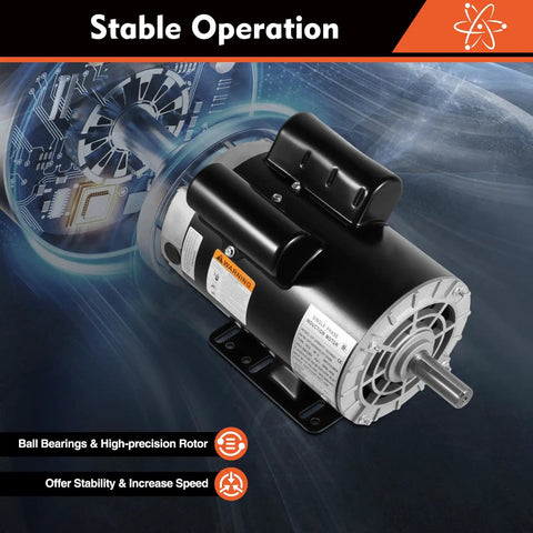 Heavy Duty 5HP Electric Air Compressor Motor With 2.36 Inch Shaft Length And 7/8 Inch Bore Featuring Single Phase 208-230V Power 3450RPM Speed Steel Casing For Industrial Pumping Applications