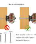 Durable Blue Pumpkin Cabinet Knobs 12 Pack Glazed Ceramic Vintage Door Pulls with three screw sizes on wood.