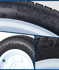 Trailer Tire And Wheel Set With ST175/80D13 Tire On 13 Inch Rims, 5 Lug On 4.5 Inch Bolt Pattern, Load Range C, 6PR, 50 Psi Max, White 13x5 Wheels, Set Of 2