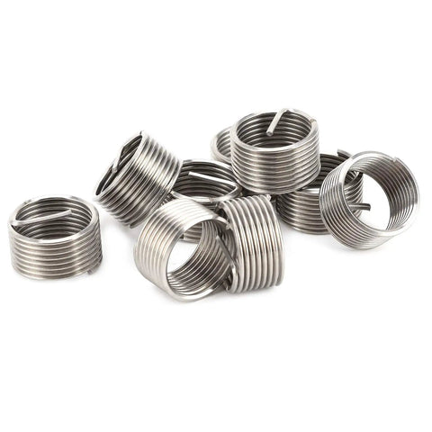 M16 Threaded Insert Kit 10 Pcs For Thread Repair In SUS304 Stainless Steel Heavy Duty Helicoil Style Inserts in a pile