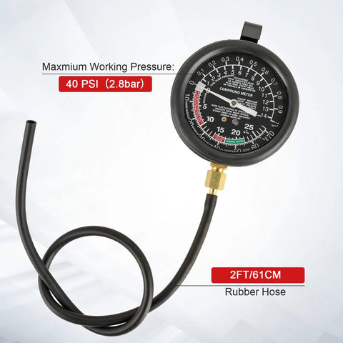 NYXOVA vacuum and fuel pump tester gauge kit with 2 ft rubber hose, blue