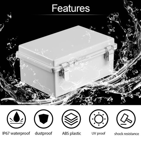 Built Tough IP67 Waterproof Junction Box with Heavy Duty Hinged Lid surrounded by water showcasing its waterproof features.