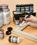 Chalk Furniture Paint Set With Nine Colors In Ultra Matte Finish, 60 Ml Bottles, Includes Liquid Wax, 2 Brushes, 3 Sandpapers scene