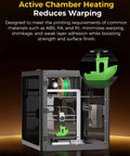 Modular Chamber Heater For Enclosed FDM 3D Printers With Filament Drying in use, showing reduced warping of 3D prints inside enclosure.