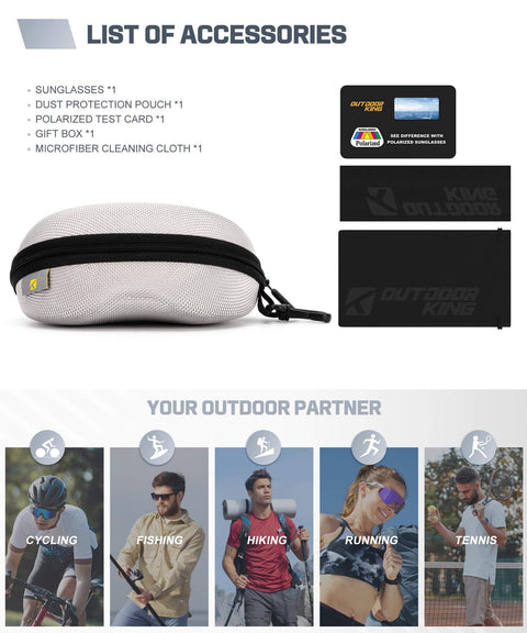 Carrying case and accessories for Polarized Sunglasses For Men With UV400 Protection, Scratch-Resistant Lenses Built For Cycling.