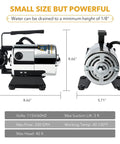 Dimensions of Self Priming Portable Electric Water Transfer Pump 115V 330GPH With Suction Hose Kit, Handy Utility Pump