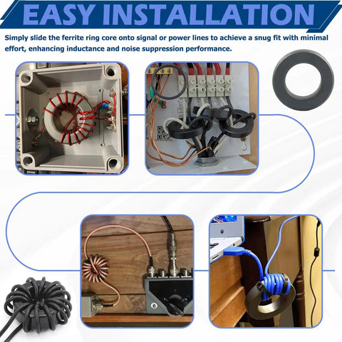 Installation examples of Two Pack FT240-43 Ferrite Toroidal Core for EMI and RFI suppression on cables and electronic equipment