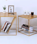 Straight Up Solid Industrial Wood Look End Table With Bottom Storage Shelf Slick Modern Side Desk alongside decorative items