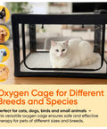 Pet Oxygen Therapy Cage With Tubing Kit Soft Mat And Venturi Adapters Vet Grade Nebulizer Chamber