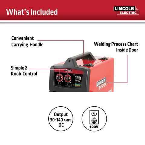 Compact And Portable Mig Welder Perfect For DIY Projects Uses Flux Core Or Mild Steel Easy To Operate At Home With 120 Volt Power. Features 140A output.