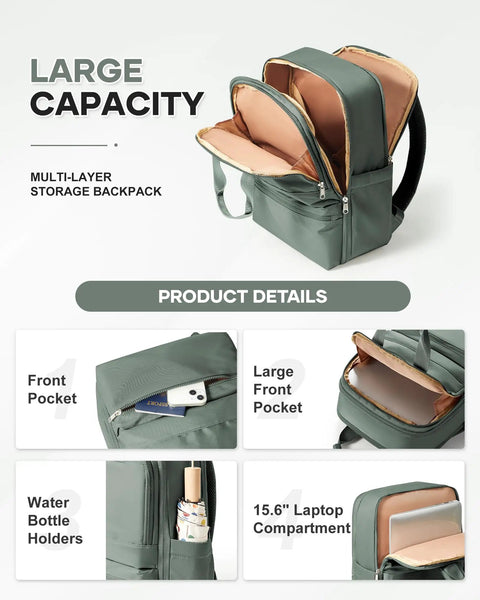 best travel backpack with multi pockets Sinaliy Personal Item Backpack, Carry on Multi-Pockets, Waterproof Casual College 16inch Laptop Backpack for Men Women, Army Green No bulky or unnecessary features Lightweight Travel Backpack | Personal