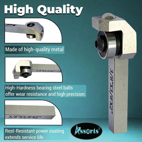Entry Series Roller Burnishing Tool For Lathe Three Eighths Inch By Three Eighths Inch By Two Inch Light Duty Surface Finishing Tool.