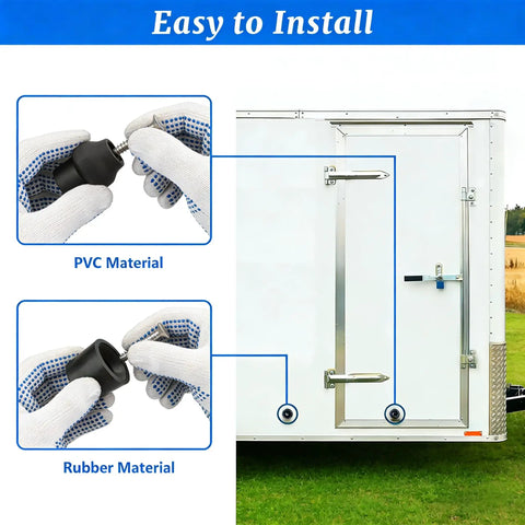 4 Piece Trailer Door Holder Kit With Low Profile Rubber Bumpers And Screws For RVs And Campers installation on trailer