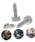 Heavy Duty Stainless Steel Retractable Spring Plunger Locking Indexing Pins For Toolboxes And Rolling Carts With Non Slip Knurled Handle Built Tough For No Fuss Quick Setup And Killer Grip Through The Grind, two pieces with knurled handles.