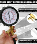Fuel pressure tester kit with brass fittings and gauge, 0–140 psi, universal automotive diagnostic tool
