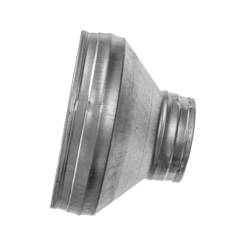 Side view of 8 Inch To 4 Inch Duct Reducer Increaser Beefed Up Galvanized Steel Vent Pipe Adapter For HVAC And Dryer Vents Exhaust Fans