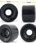 Black 70mm wheels from All In One Longboard Skateboard Combo Kit With 70mm Wheels, 7 Inch Aluminum Trucks (180mm Axles), ABEC 7 Bearings