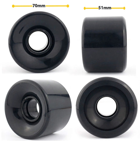Black 70mm wheels from All In One Longboard Skateboard Combo Kit With 70mm Wheels, 7 Inch Aluminum Trucks (180mm Axles), ABEC 7 Bearings