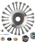 8 Inch Steel Wire Rotary Brush Cutter Head Universal Replacement for String Trimmers and Lawnmowers with adapters shown