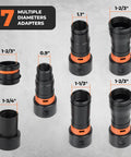 Must Have Seven Piece Hose Adapter Kit For 1-1/4 Inch Vacuum Hose With Universal Attachments And Fittings For Sanders And Circular Saws Includes Adapters In 1-2/3 1-1/3 1.1 0.9 And 1-3/4 Inches