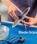 Using Pro Grade Saw Blade Cleaning Kit For Circular Table And Miter Saws 6 1/4 To 12 Inches with blade grips