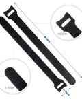 80 Count Reusable Cable Ties 6 Inch Black Self Fastening Ties For Tidy Cords And Tangle Free Cable Management Multi Purpose Hook And Loop Organizer For Home Office Data Center showing hook and loop detail.