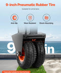 9-inch pneumatic rubber tires on a heavy duty trailer dolly, showcasing anti-slip, wear-resistant features for smooth transport.