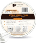 Round Spring Access Panel For Drywall And Ceiling, 5 inch white ABS plastic panel with spring mechanism for easy access.