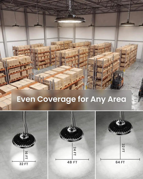 Badass 200W Led High Bay Produces Hella Bright 29000 Lumens At 4000K With Smooth 0-10V Dimming for commercial warehouses and garages.