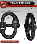2 Pack Half Inch Safety Chain Connector Link With G80 Hammerlock Tow Hitch Coupling Beefy All Weather Ready Heavy Duty Tow Chain Connector For 12000 Lb Load Capacity Rust Resistant Alloy Steel Black showing product dimensions