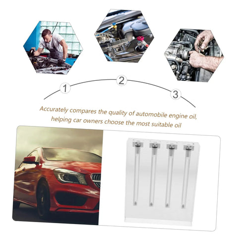 Engine Oil Quality Comparator Kit Multi Purpose Acrylic Stand For Accurate Transmission Oil Testing Easy To Use Car Maintenance Demonstration Tool Pro Grade Oil Quality Checks For Reliable Engine Health, transparent acrylic stand with four tubes