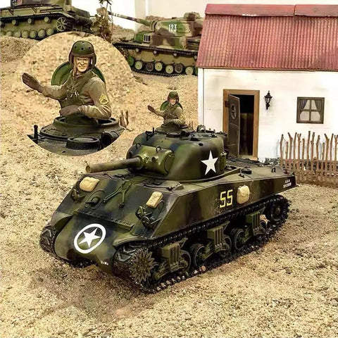 One Six Scale US Army WWII Tank Captain Figure With Hand Painted Finish And M1938 Tank Helmet Realistic Facial Expressions And Clothing Wrinkles Scene Ready Diorama Detail For RC Tanks And Model Collectors