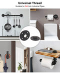 Straight Up Heavy Duty Black Pipe Flange Fitting Set For Wall Mount Towel Bar, Vintage Rustic Farmhouse Decor, Built Like A Tank Malleable Iron DIY Threaded Holder, 2 Pack Top Notch Quality with kitchen and bathroom setups.