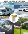 Upgraded Reusable Brass Water Filter For Home, RV, Camping And Washing Machines, multi-scenario use including RV and boat