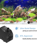 Submersible Water Pump With Dry Burn Protection, Ultra Quiet 200GPH Flow For Fountains, Ponds, Aquariums With ETL Approval