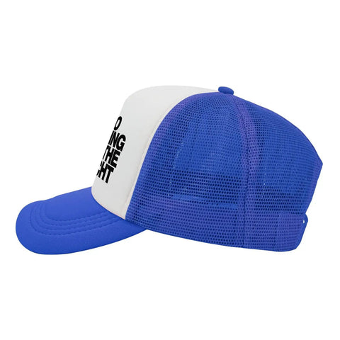 Side view of Royal Blue Yacht Vibes Dad Hat For Men And Women, Lightweight Baseball Cap With Six Vent Eyelets, mesh back