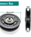Beefed Up 90mm Gym Pulley Wheel With Wear Resistant Nylon Bearing And 6202Z Metal Bearing Fits 7mm Cables For Cable Machines Smith Machines Home Gym Replacement Part, product size view