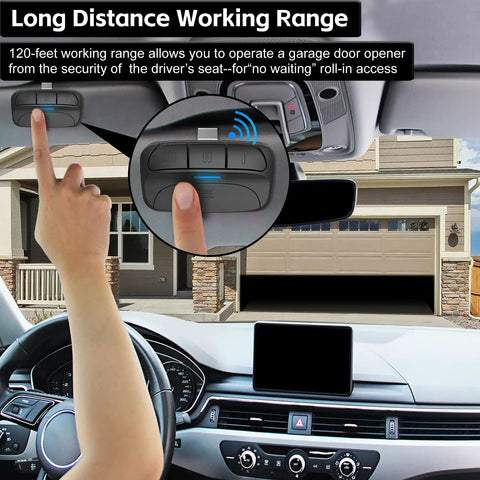 Person using Two Pack Universal Garage Door Opener Remote SM24 MAX For Sears Craftsman LiftMaster Chamberlain from car interior