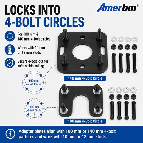 Pro Rear Axle Bearing Puller And Installer Tool Kit For Toyota Tacoma Tundra 4Runner Hilux T100 1995 To 2020 Fits Remove Wheel Bearings And Abs Tone Rings Using 4 Bolt Drive Blue Set Makes Job Quick So You Can Drive Without Stress, black 4-bolt adapter plates with studs