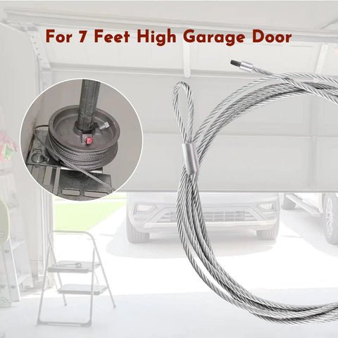 Two Pack 10ft Garage Door Cable Kit, Heavy Duty 304 Galvanized Steel Cables For 8 Ft Residential Doors, loop and end cap detail
