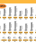810 Piece 304 Stainless Steel Phillips Pan Head Machine Screw Kit With M3 M4 M5 M6 Bolts Nuts Washers Hex Key Wrenches