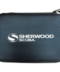 Sherwood Scuba black mesh gear case with zipper featuring company logo on the front.
