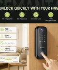 5 In 1 Smart Lock With Built In Camera And Doorbell, Keyless Entry Deadbolt, Wifi Enabled Electronic Lock For Home, Fingerprint Passcode Card Remote App Control, Rock Solid No Stress Security For Daily Grind featuring biometric scanner.
