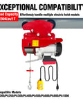 Heavy Duty 6 Wheel Manual Trolley for I-Beam 1 Ton Load, compatible with PA200 to PA1000 Electric Hoist, red cart shown.