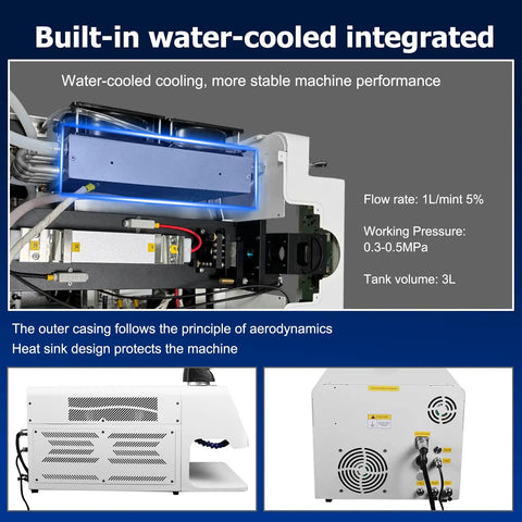 Built-in water-cooled system of 60W Pulse Laser Jewelry Spot Welder With Snazzy Touchscreen Display for stability in metal repairs.