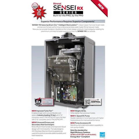 Heavy Duty Commercial Tankless Water Heater Pumping Out Endless Hot Water With Smart Adaptive Gas Valve Tech, internal view showing components.