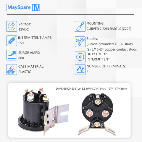 High Output 12V Solenoid Relay Switch Four Terminal DC Contactor With Trombetta Power Seal for RV Systems.