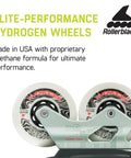 Close-up of elite hydrogen wheels on Twister XT Women's Fitness Inline Skates For Urban Cruising And Daily Commutes Black Mint