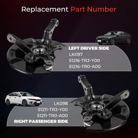 Plug-And-Play Front Steering Knuckle Wheel Bearing Hub Assembly For Honda Civic 2012 2016 Left Driver Side Replacement